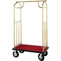 Hospitality 1 Source Hospitality 1 Source Brass Transporter Bellman Cart, Straight Uprights, Gray Carpet, Gray Bumper XDBCBP-GG